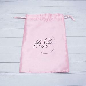 Custom Pink Fashion Satin Storage Bags Wig Underwear Bikini Packaging Luxury <b>Drawstring</b> Satin Dust <b>Pouch</b> - Product Image 2