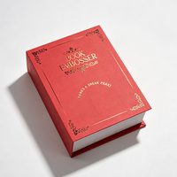 Boîte cadeau rigide magnétique personnalisée en forme de livre avec impression UV, insert en mousse EVA floquée, emballage de marque pour papeterie et bijoux