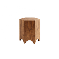 Table d'appoint hexagonale moderne en bois massif, table d'appoint minimaliste en bois avec base arquée pour la décoration du salon
