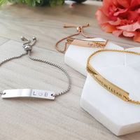 Bracelet personnalisé en acier inoxydable couleur argent, fait main, avec chaîne maïs et initiale, pour femme