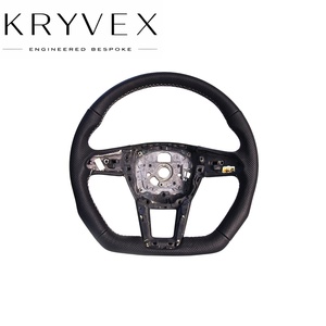 พวงมาลัย Kryvex สำหรับ Audi C8 B9.5 ทุกรุ่น ปี 2016-2026 ทำจากไม้พีชหุ้มหนัง + คาร์บอนไฟเบอร์ เย็บมือ - Product Image 2