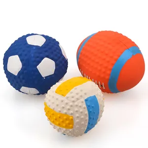 Açık Squeak doğal lateks güvenli yavru köpek oyun topları spor topları Fetch interaktif Pet köpek oyuncak