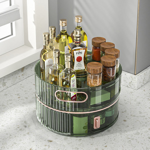 Estante de especias giratorio de doble capa, caja de almacenamiento de condimentos multifuncional, suministros de cocina, contenedor de almacenamiento de alimentos - Product Image 3