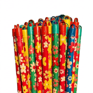 Balai en bois d'eucalyptus écologique le plus vendu pour usage domestique avec tête de balai en PVC et motif floral - Prix abordable - Product Image 2