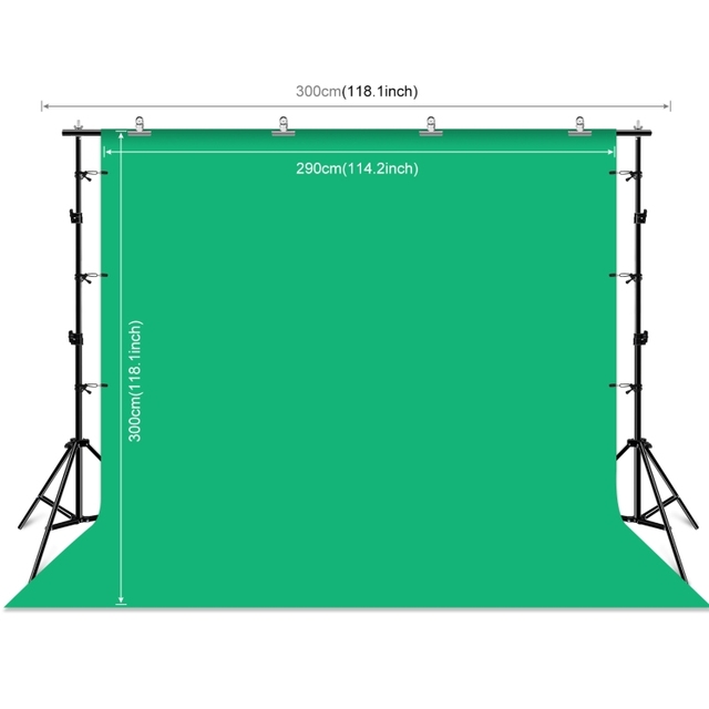 2x3m Photo Studio Background Support Stand Backdrop Crossbar Bracket Kit With 3 Color Backdrops