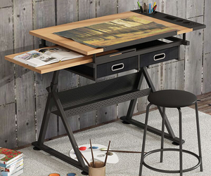 Tavolo da Disegno Bview Art Regolabile in Altezza, Scrivania per Artisti con Piano Inclinabile e 2 Cassetti portaoggetti - Product Image 5