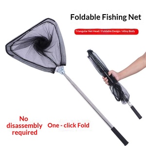 Épuisette de pêche pliable triangulaire télescopique Sendema en acier inoxydable avec tête à mailles étroites, profondeur 37 cm - Product Image 6