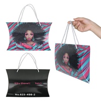 Boîtes d'emballage personnalisées en gros avec logo pour extensions de cheveux humains et perruques, avec poignée
