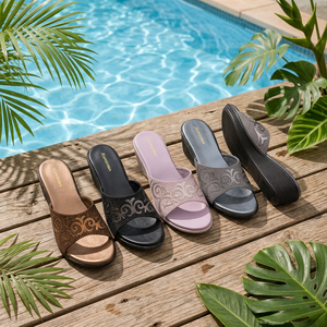 Sandalias Planas de Mujer con Tiras de Crochet, Chanclas Decorativas con Punta Abierta para Playa y Exteriores - Product Image 3