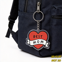 Porte-clés en forme de cœur style tatouage « Meilleure maman », cœur rouge avec bannière blanche, parfait pour les mamans, les épouses et les grand-mères