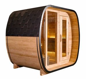 Sauna en bois massif d'extérieur populaire SANSHENG avec vestiaire <span class=keywords><strong>pour</strong></span> <span class=keywords><strong>2</strong></span> <span class=keywords><strong>personnes</strong></span>, sauna en bois cubique imperméable - Product Image 3