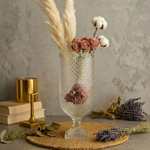 Modern Crystal Tabletop <b>Vase</b> With Diamond Pattern And <b>Square</b> Base Unique Design For Wedding Decor - Product Image 6