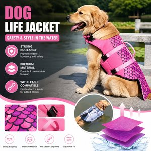 Giubbotto Salvagente per Cani da Nuoto Esterno Classico Lusso Durevole Leggero Alta Galleggiabilità Impermeabile Stampa 600D Moda Estiva per Animali Domestici - Product Image 1