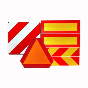 Custom Printed Square Red White Stripe Reflective Slow Moving Vehicle Emblem Marking Plate