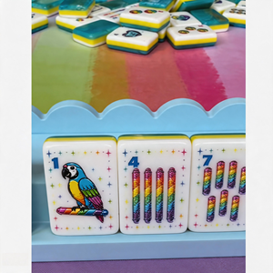 Ensemble de mahjong américain gravé de qualité supérieure avec un design arc-en-ciel des années <span class=keywords><strong>90</strong></span> pour un cadeau de collectionneur, 160 pièces - Product Image 5