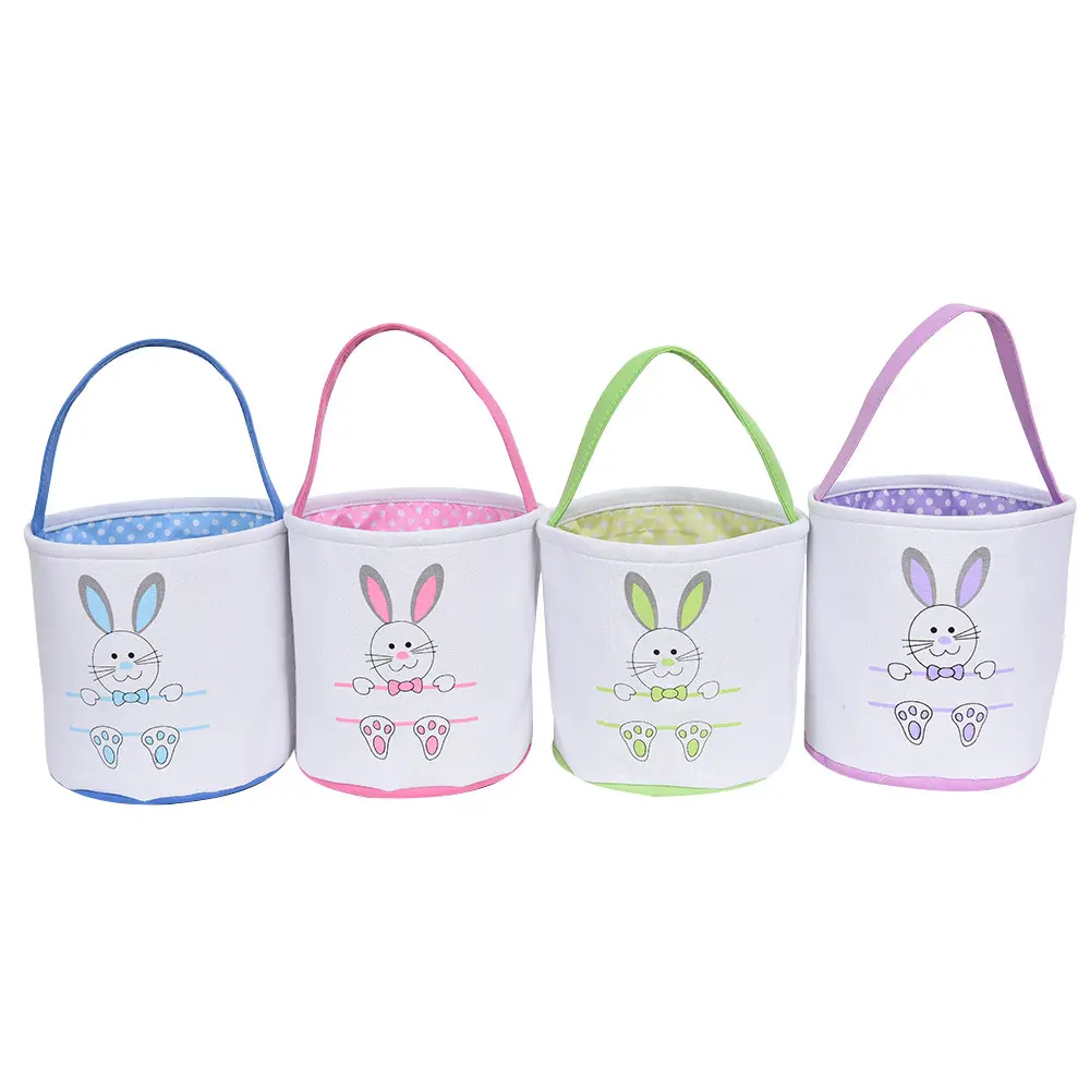 Canvas Party's Celebrate Decoration Eggs Candy and Gifts Carry Tote Bag Easter Bunny Basket with Fluffy Tails