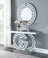 Table console LED miroir en verre brisé pour salon, vente en gros