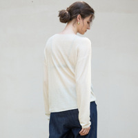 Nouveau Top en Maille Fine Viscose Polyester Printemps 2026, Chic et Décontracté, Tissé à la Main, Manches Longues, Col Rond, Coupe Ample