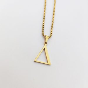 Collier pendentif géométrique en acier inoxydable 316L, collier à breloque en forme de pyramide, de delta, de lettre grecque, bijoux pour vendeurs - Product Image 4