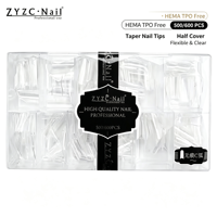 ZYZC Faux Ongles Transparents Effet Cône Sans HEMA ni TPO, 500/600 Pièces, Couverture Complète Flexible, Vente en Gros, Livraison Rapide, Faible MOQ