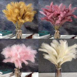 Đám cưới cảnh hoa sắp xếp màu hồng trắng mơ màng lông sậy nhân tạo pampass cỏ - Product Image 6