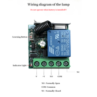 Sakelar Kontrol Jarak Jauh Nirkabel 433Mhz RF DC 12V 10A 1CH Modul Penerima Relay Set 1527 Kode Pembelajaran Pemancar Remote Umum