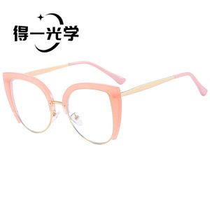 Cat Eye Glasses Half Rim Red Frame Anti Blue Light Women's Fashion <b>Eyewear</b> - Product Image 5