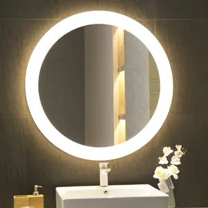 Eterna Acrylic Dekoratif Dibangun Di Diganti Lampu LED Dinding Dipasang Bulat Cermin Kamar Mandi