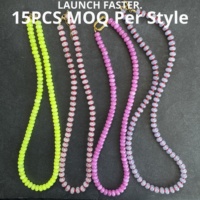 Collier de perles en pierre naturelle coloré, faible MOQ, étanche, avec pierres précieuses arc-en-ciel néon, réglable, pour marques de boutiques