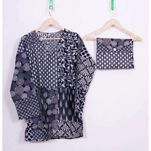 Conjunto de Pijama de 2 Piezas de Satén con Estampado Étnico Otoñal de Diseño Simple, Cintura Elástica, Cuello Redondo, Mangas Largas, Transpirable, 100% Algodón - Product Image 5