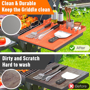 Alfombrilla de silicona naranja para utensilios de parrilla con almohadilla antigoteo y espátula, para parrilla exterior y encimera de cocina, Tariff Reduction - Product Image 4