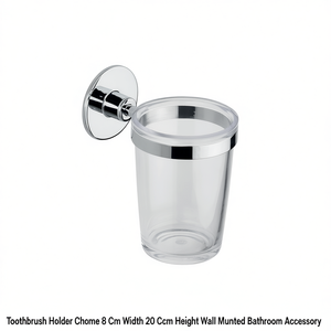 Soporte para cepillos de dientes cromado de 8 cm de ancho y 20 cm de alto, accesorio de baño para montar en la pared - Product Image 3