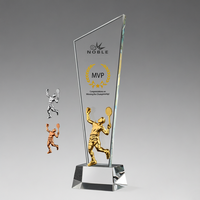 Trofeo de Baloncesto de Cristal Óptico Pulido Personalizado con Logotipo Grabado e Impresión UV, Premios Noble