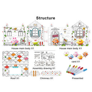 Juguete Educativo de Dibujo, Casa de Juegos 3D de Cartón, Casa Creativa para Dibujar con Música y Luz para Niños - Product Image 5
