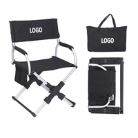 Chaise pliante de camping avec logo personnalisé, cadre en alliage d'aluminium, tissu Oxford 600D, style directeur rectangulaire, siège portable d'extérieur