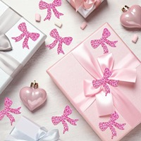 Vente directe d'usine, rouleau de 500 feuilles d'autocollants roses en forme de nœud papillon, emballage cadeau, autocollants décoratifs imperméables