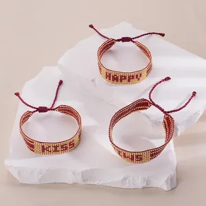 New Customized Letter Flags Handmade Adjustable Seed Beaded Fashion Jewelry Miyuki Bracelets For Women