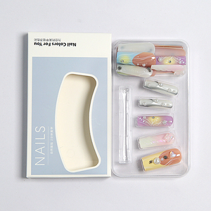 Vente en gros de <span class=keywords><strong>faux</strong></span> ongles longs carrés multicolores pour l'été, effet dégradé <span class=keywords><strong>pastel</strong></span>, avec papillon irisé 3D - Product Image 3