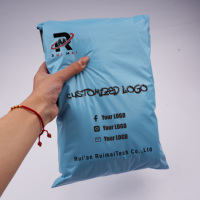 Sacs d'expédition imperméables personnalisés avec logo imprimé, biodégradables, durables, bleu clair, pour l'emballage de vêtements