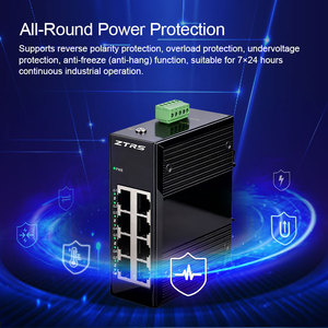 ZTRS Industrie-<span class=keywords><strong>Switch</strong></span> mit 8 Ports, 10/100, nicht verwaltet, 6K Überspannungsschutz mit Dual-Power-Redundanz, unterstützt DIN-Schienenmontage. - Product Image 4