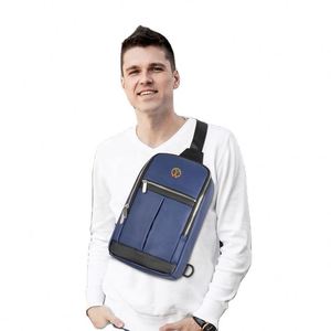 Bolso bandolera de compras para hombre, de lujo, nuevo, azul marino, poliéster, impermeable, con acceso fácil al móvil, de la fábrica BSCI. - Product Image 1