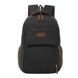 Mochila retrô de lona com vários compartimentos, bolso lateral de malha, bolsa para laptop de 15,6 polegadas, resistente ao desgaste, mochila vintage para viagens e acampamento - Product Image 6