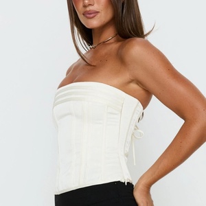 <span class=keywords><strong>Top</strong></span> Corsetto Strutturato <span class=keywords><strong>Bianco</strong></span> Senza Spalline per Donna, Aderente con Stecche, Stile Y2K, Senza Maniche - Product Image 2