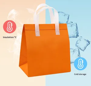 Non-Woven Insulated Foldable Portable Delivery Cooler Bag with Zipper Closure Thermal Insulation Food Grade Disposable - Product Image 5