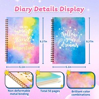 Kit de journal DIY pour filles, ensemble de papeterie coloré avec carnet à spirale, stylos, autocollants, ruban washi et accessoires