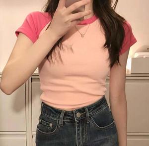 Haute qualité nouvelle mode en gros à manches courtes haut court femmes danse personnalisé haut court t-shirt avec sonnerie femmes bébé t-shirts - Product Image 2