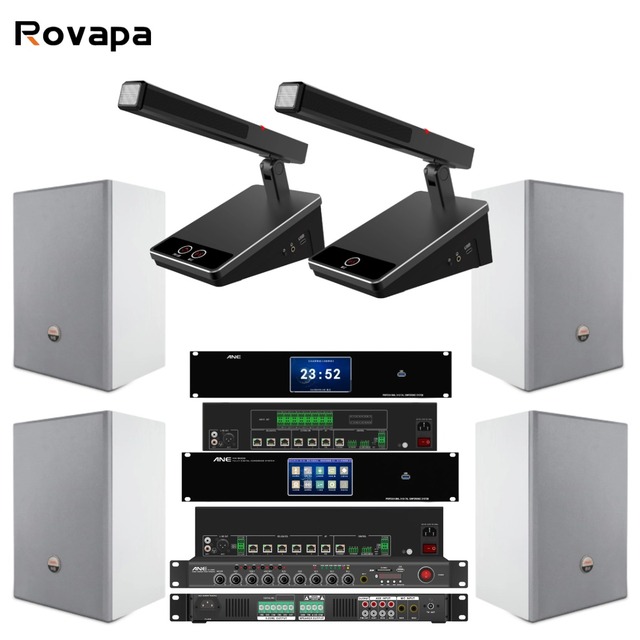 Digital Conference System Wired Delegate Microphone 25-Seat Meeting Room PA Speaker Amplifier