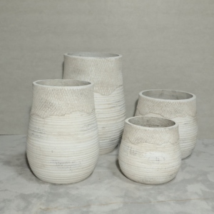 Ensemble de pots à fleurs en béton rustique, texture irrégulière, jardinières durables en fibrociment pour usage intérieur - Product Image 1