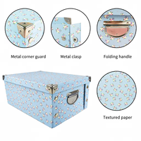 Boîte de rangement pliable en papier à motif floral avec serrure métallique, organisateur décoratif en carton pliable pour la maison et l'emballage de cadeaux