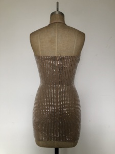 Vestido Mini Sexy Elástico con Cristales para Mujer, Venta al Por Mayor, para Fiestas y Clubes, Vestido Corto 2026 - Product Image 5
